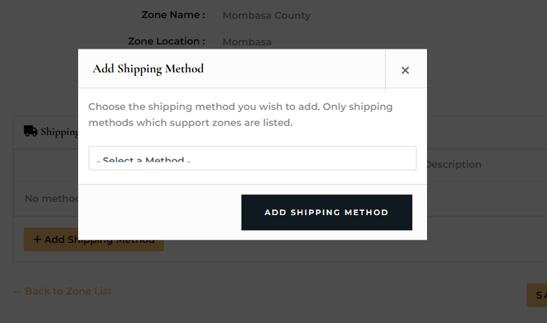 select shipping method